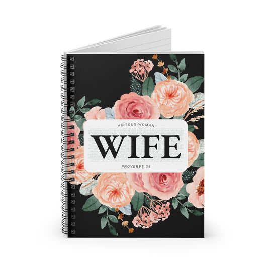 Proverbs 31 Journal - Spiral Notebook - Ruled Line - WIFE - Black