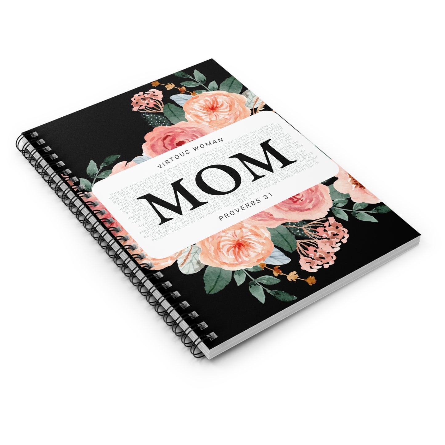 Proverbs 31 Journal - Spiral Notebook - Ruled Line - MOM - Black