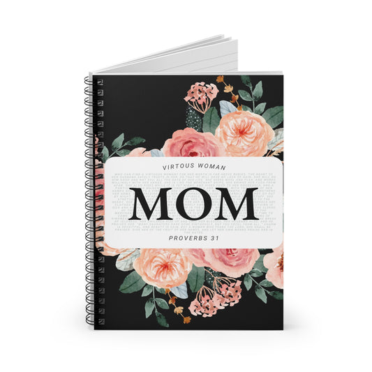 Proverbs 31 Journal - Spiral Notebook - Ruled Line - MOM - Black