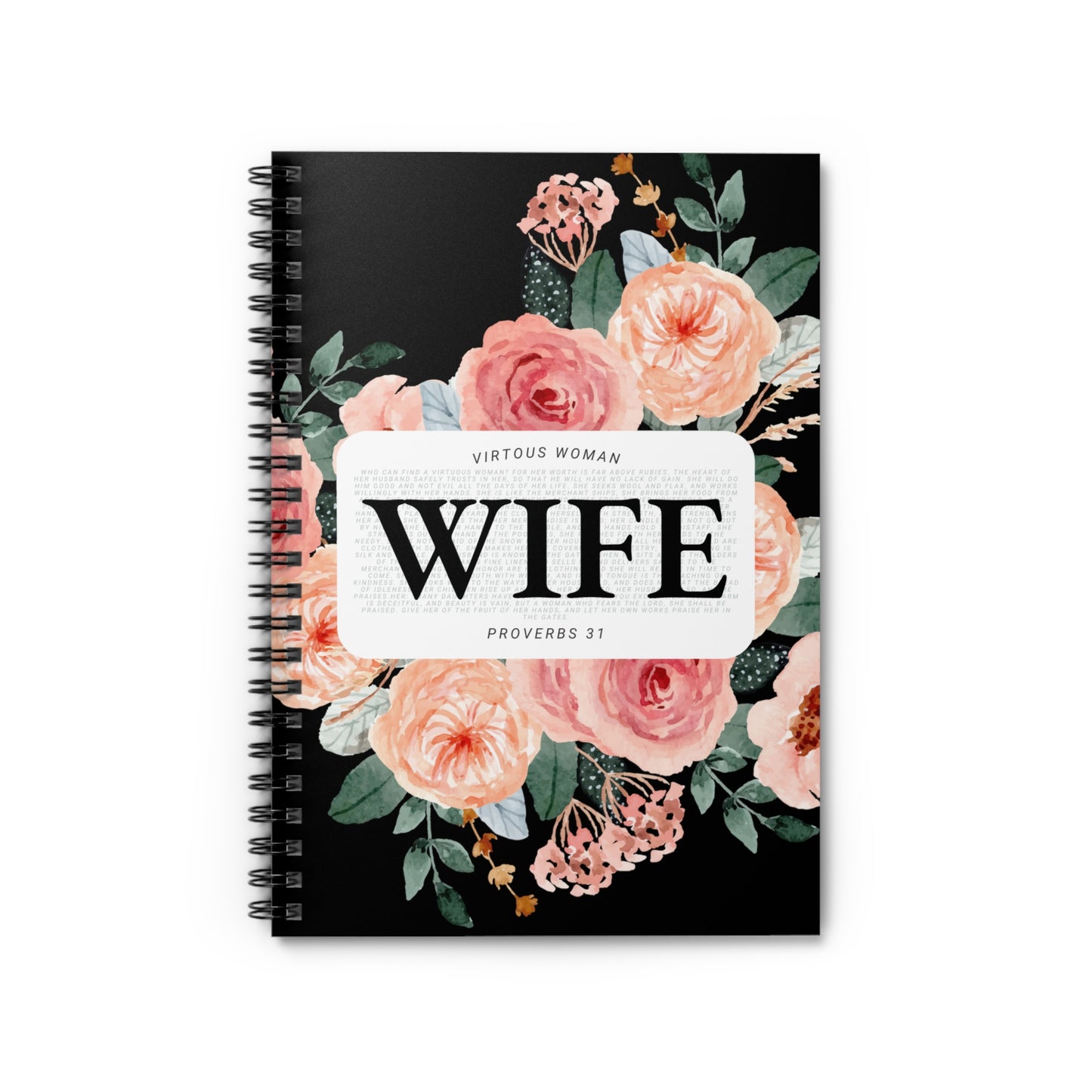 Proverbs 31 Journal - Spiral Notebook - Ruled Line - WIFE - Black