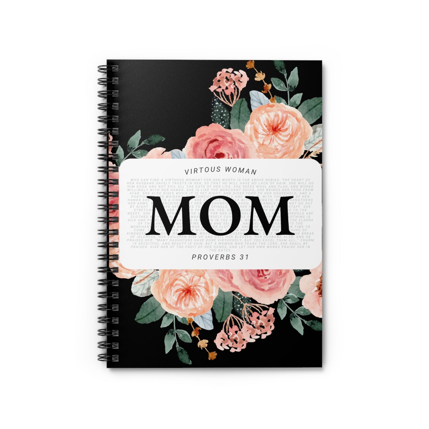 Proverbs 31 Journal - Spiral Notebook - Ruled Line - MOM - Black